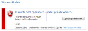 Mehr über den Artikel erfahren Windows 7 Update Error 80072EFE beheben